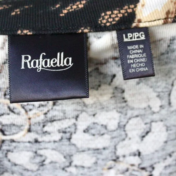 Rafaella Brown 100% Cotton Horse Stirrup Cheetah Print Blouse Large Petite - Picture 8 of 8